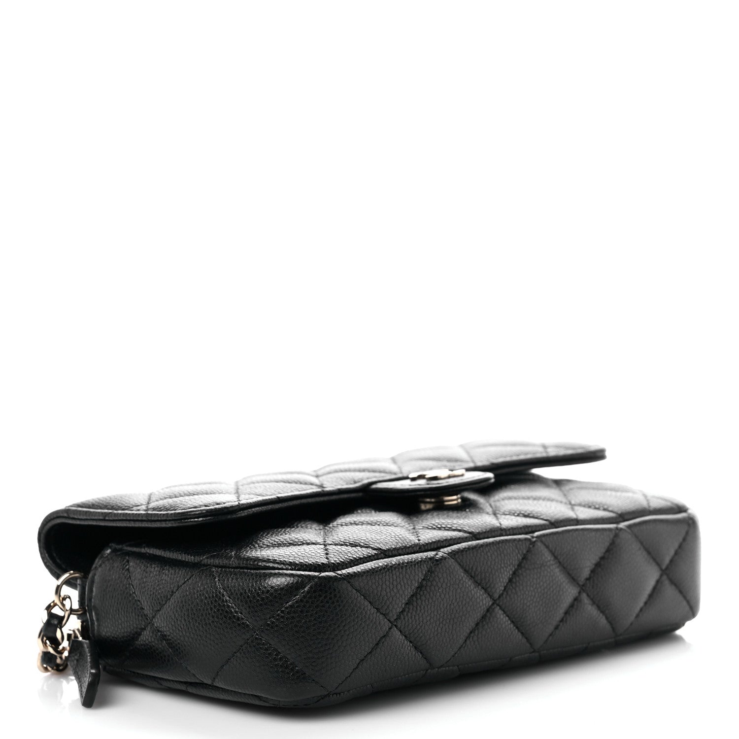 Chanel Caviar Quilted Flap Phone Holder With Chain Black 4 of 12