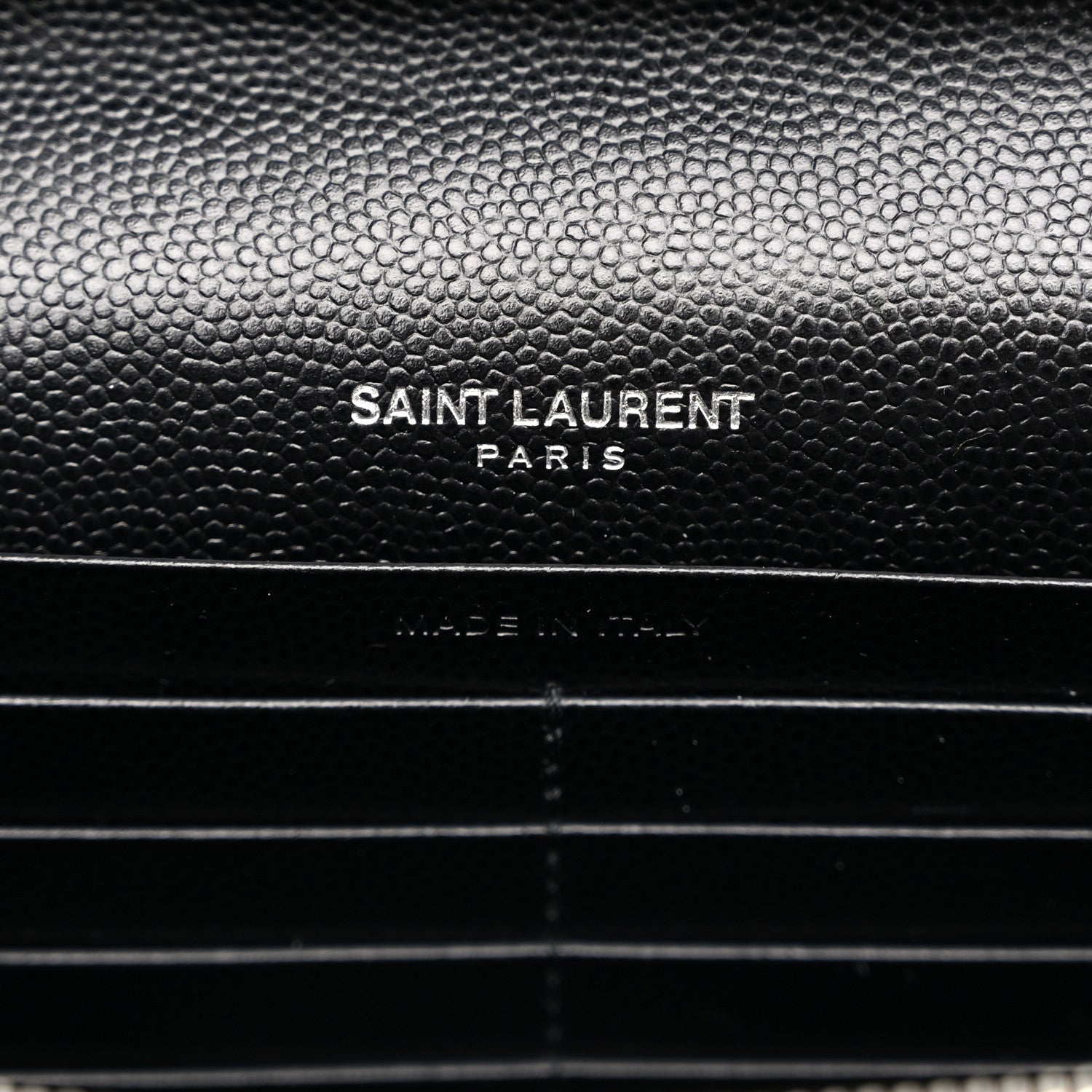 Saint Laurent Grain De Poudre Matelasse Chevron Monogram Chain Wallet Black 5 of 9