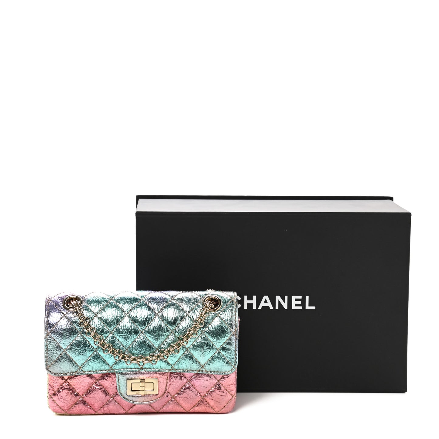Metallic Goatskin Quilted Mini 2.55 Reissue Flap Multicolor