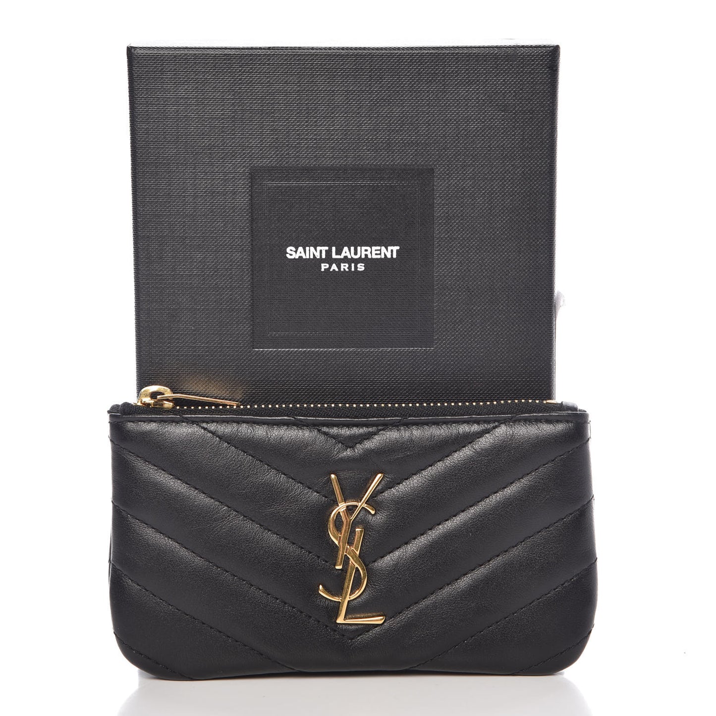 Calfskin Matelasse Monogram Key Pouch Black