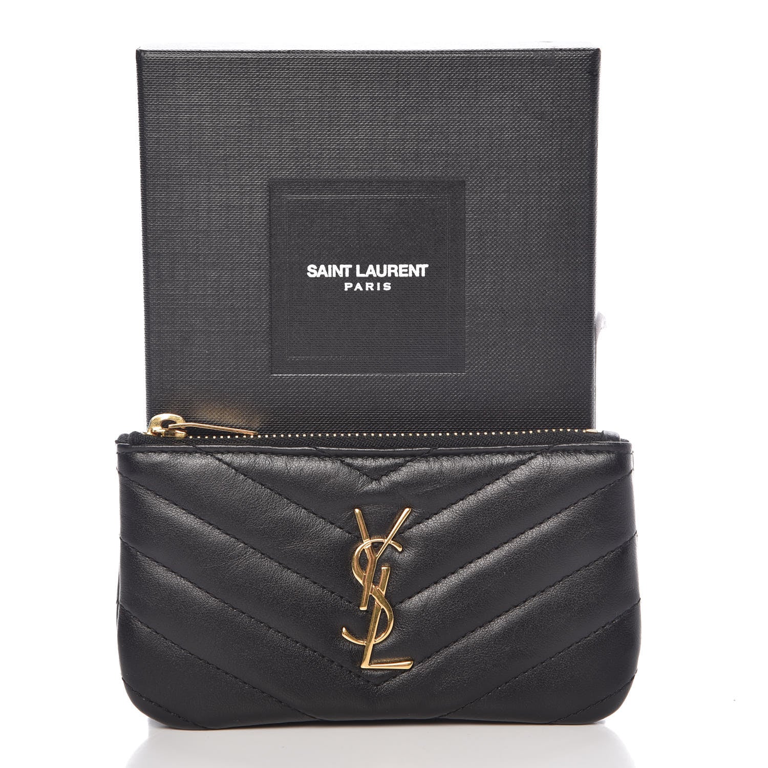 Saint Laurent Calfskin Matelasse Monogram Key Pouch Black 8 of 8