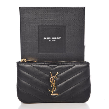 Saint Laurent Calfskin Matelasse Monogram Key Pouch Black 8 of 8