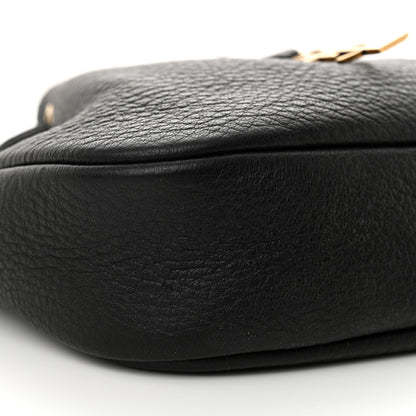 Saint Laurent Grained Calfskin Paris VII Mini Flat Hobo Black 9 of 11
