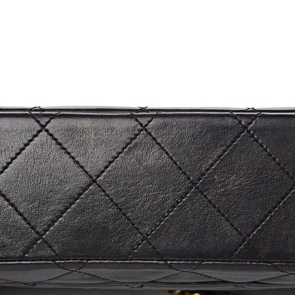 Chanel Lambskin Quilted Medium Double Flap Bag Black 10 of 19