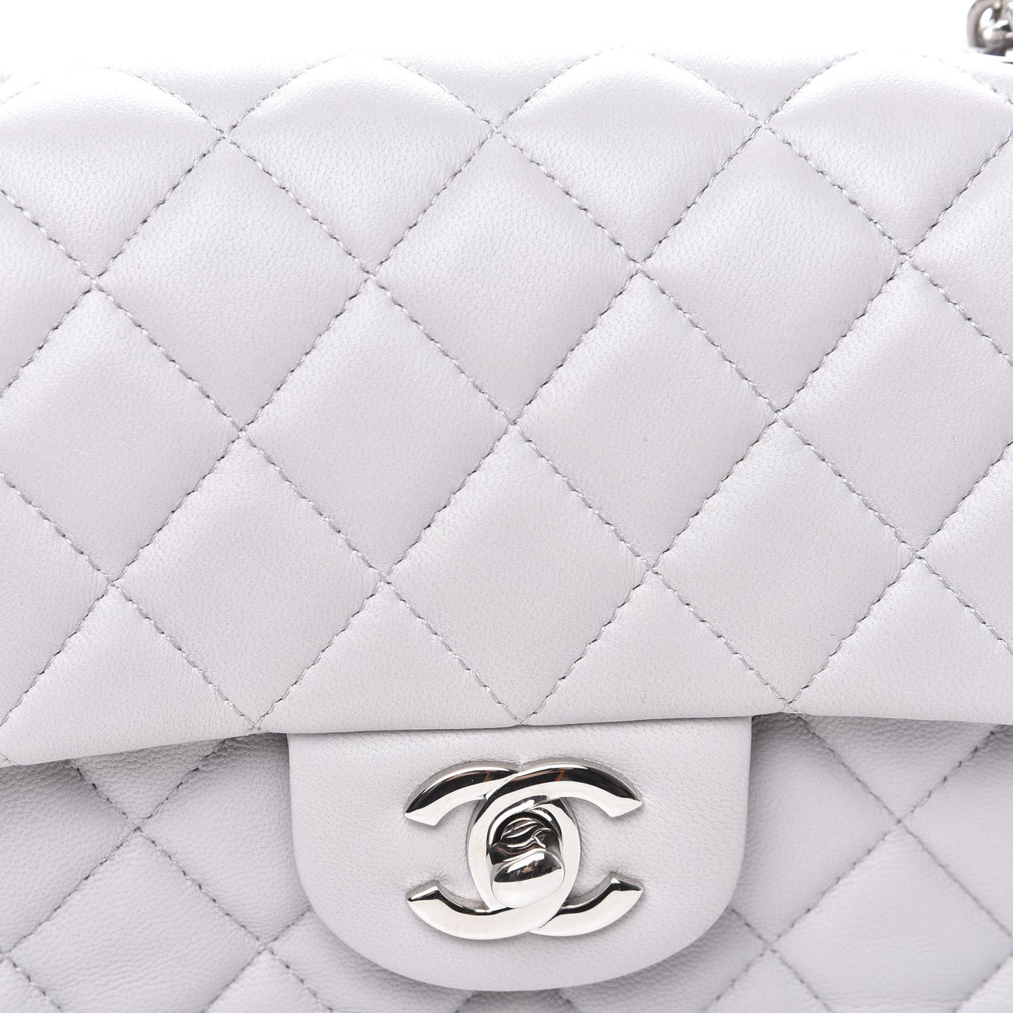 Lambskin Quilted Mini Rectangular Flap Grey