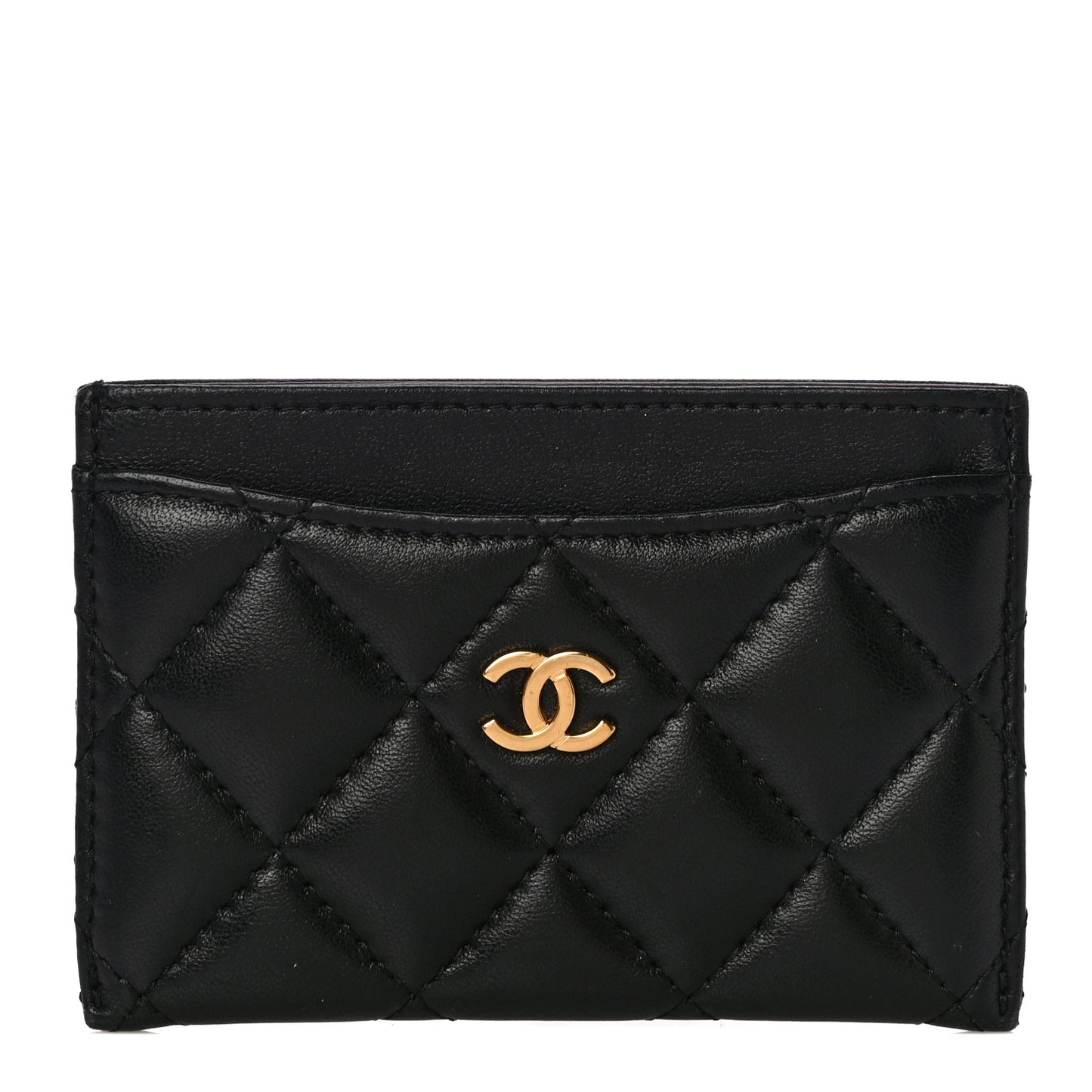 Lambskin Quilted Card Holder Black