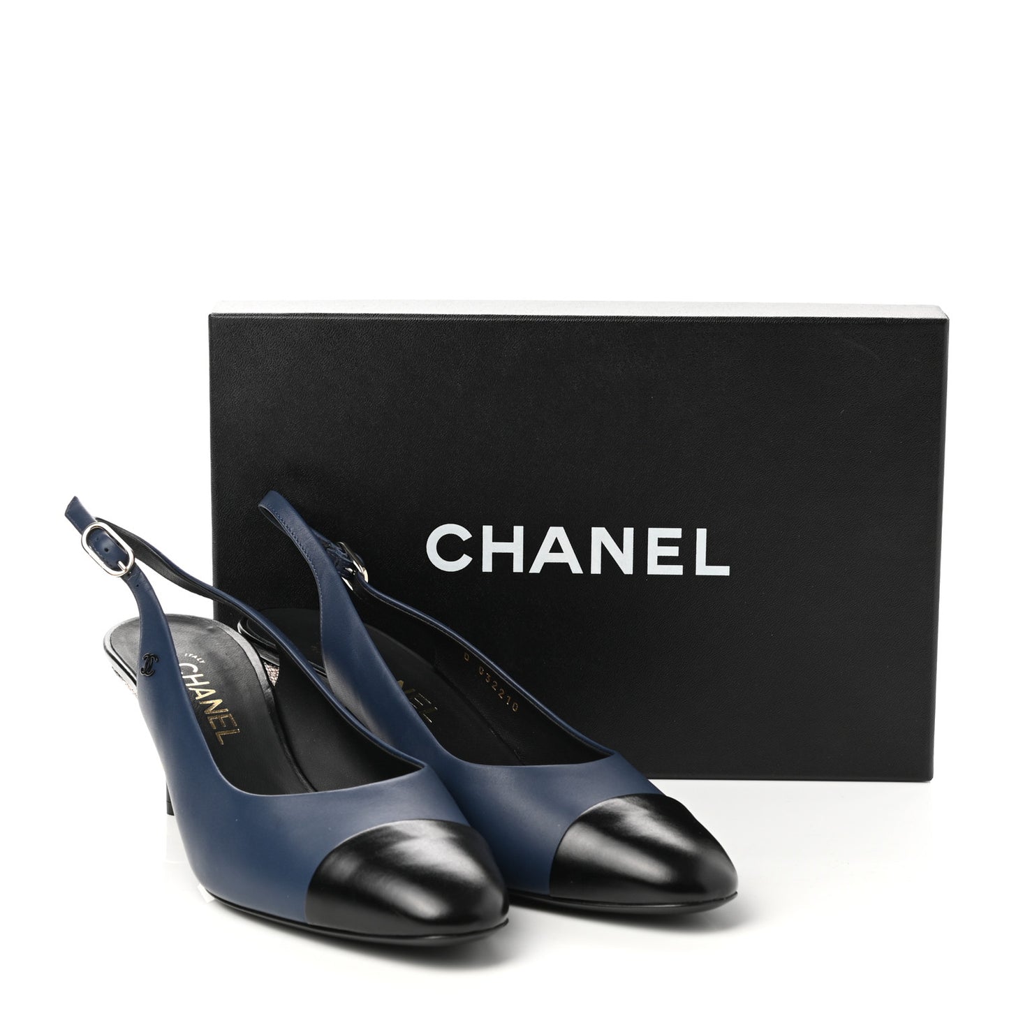 Crumpled Calfskin Cap Slingback Pumps 40 Navy Black