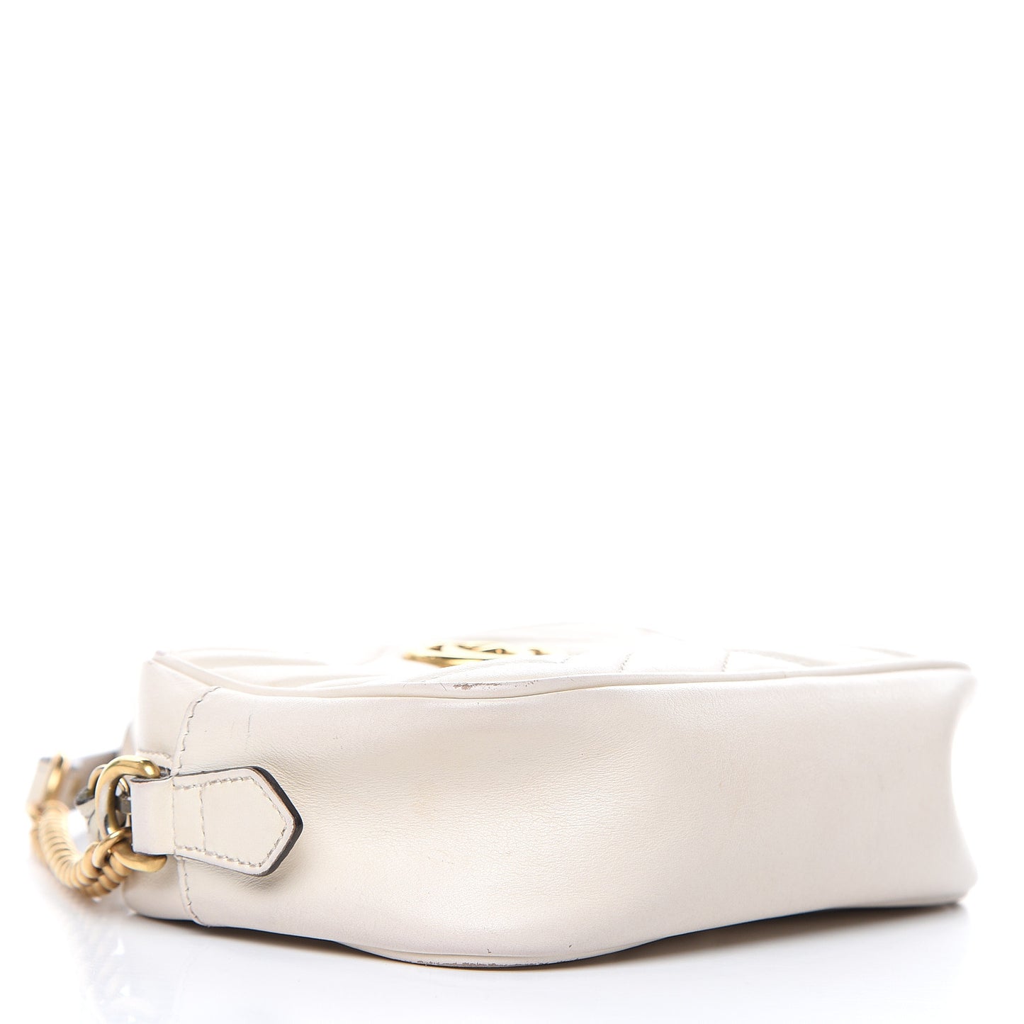 Calfskin Matelasse Mini GG Marmont Chain Shoulder Bag White