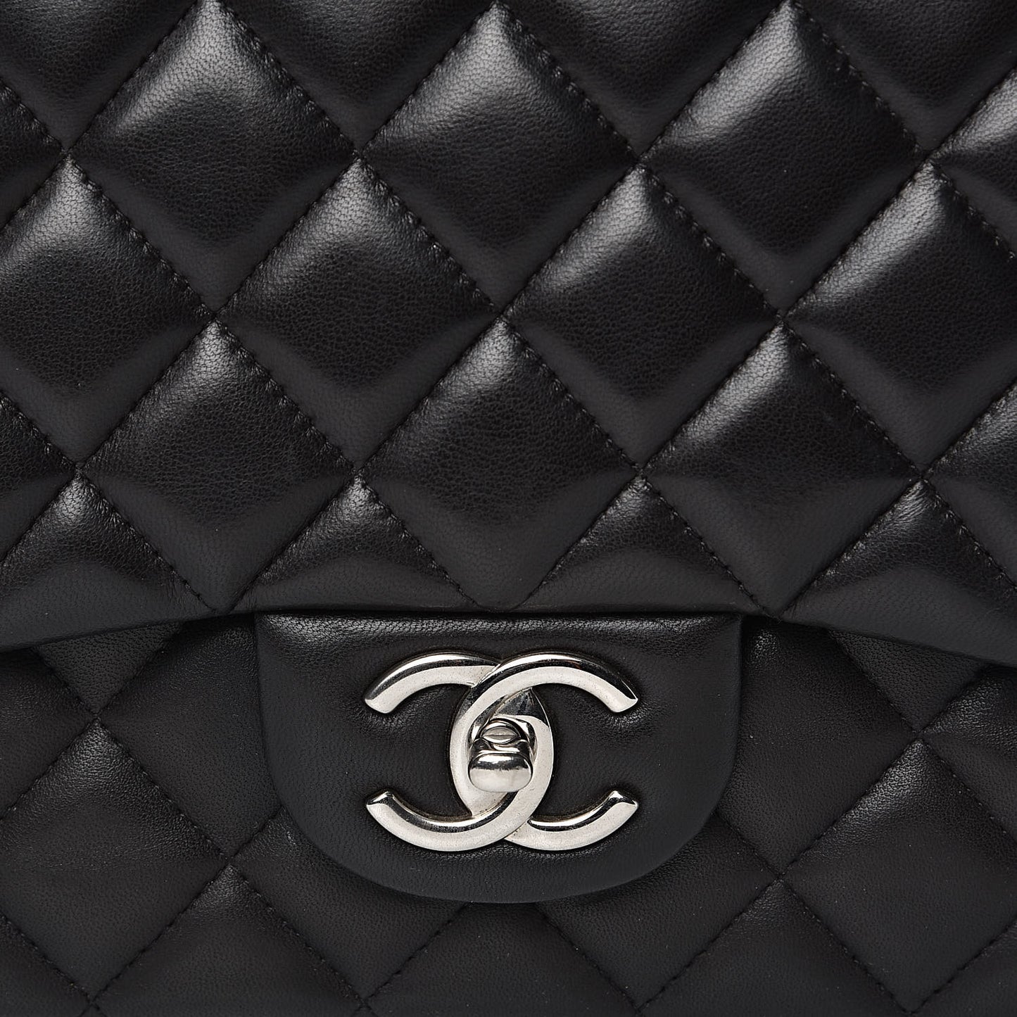 Lambskin Quilted Maxi Double Flap Black