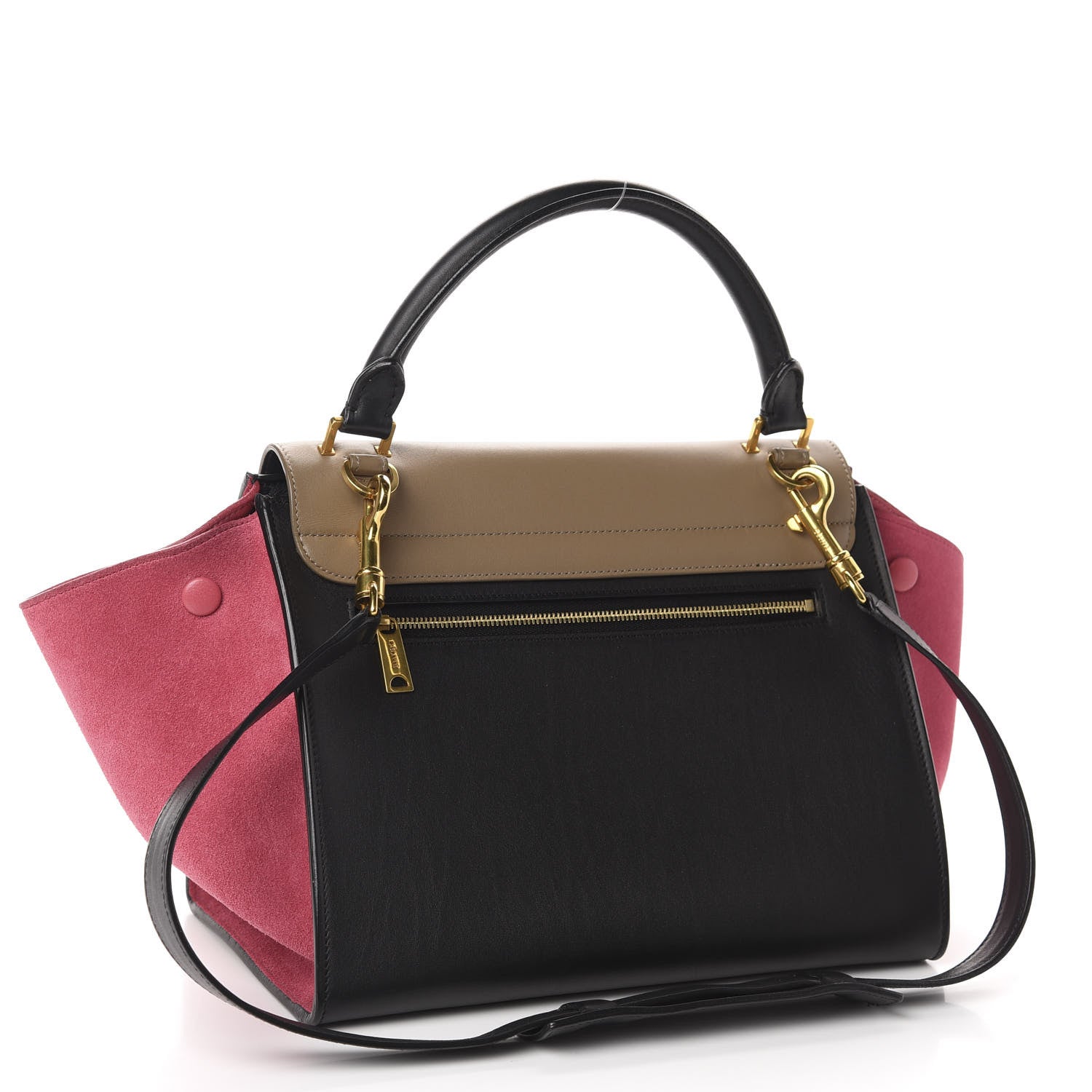 Celine Smooth Calfskin Suede Small Tri-Color Trapeze Pink 3 of 9