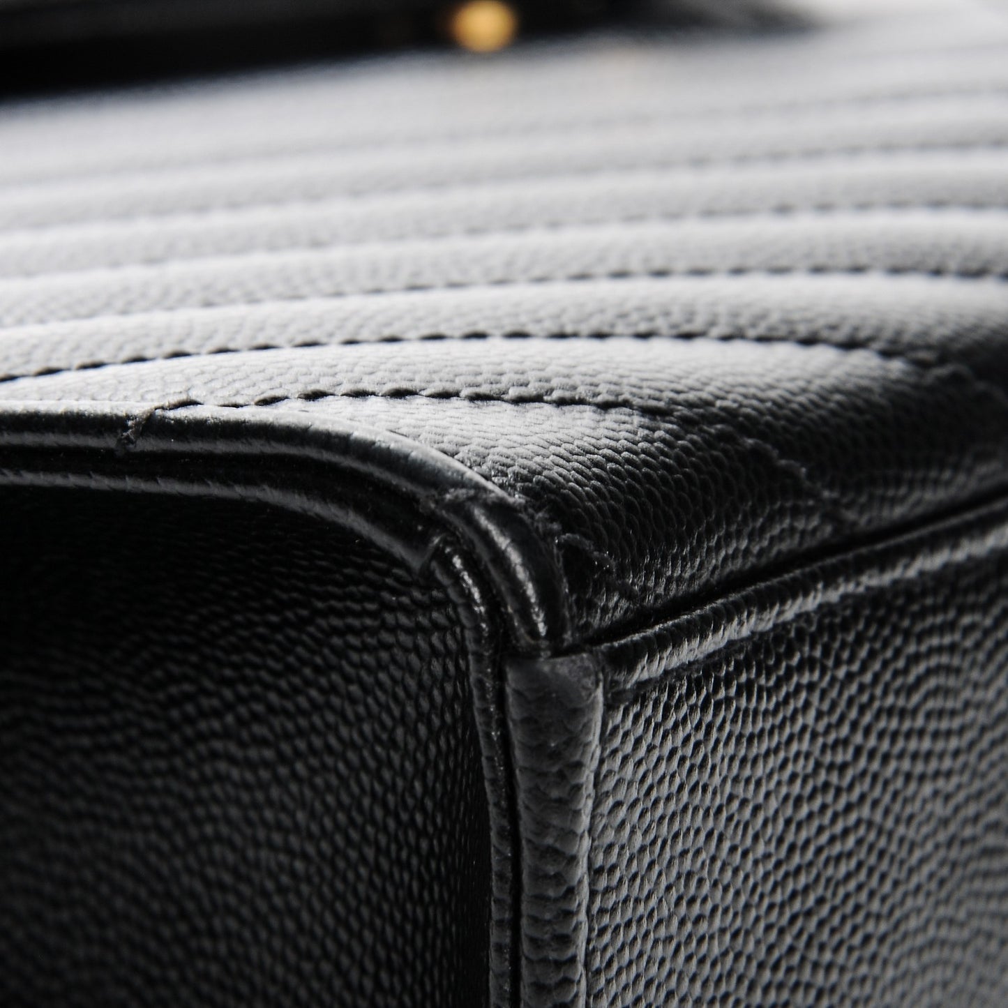 Grain De Poudre Matelasse Chevron Large Monogram Satchel Black