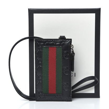 Gucci Guccissima Web Lanyard Coin Case Card Holder Black 6 of 6