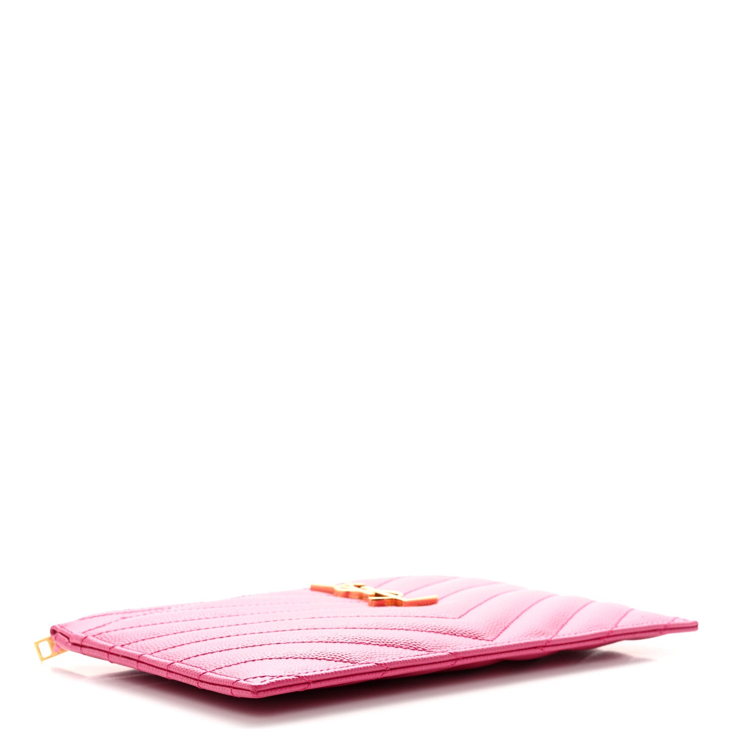 Saint Laurent Grain De Poudre Chevron Monogram Bill Pouch Bright Pink 4 of 7