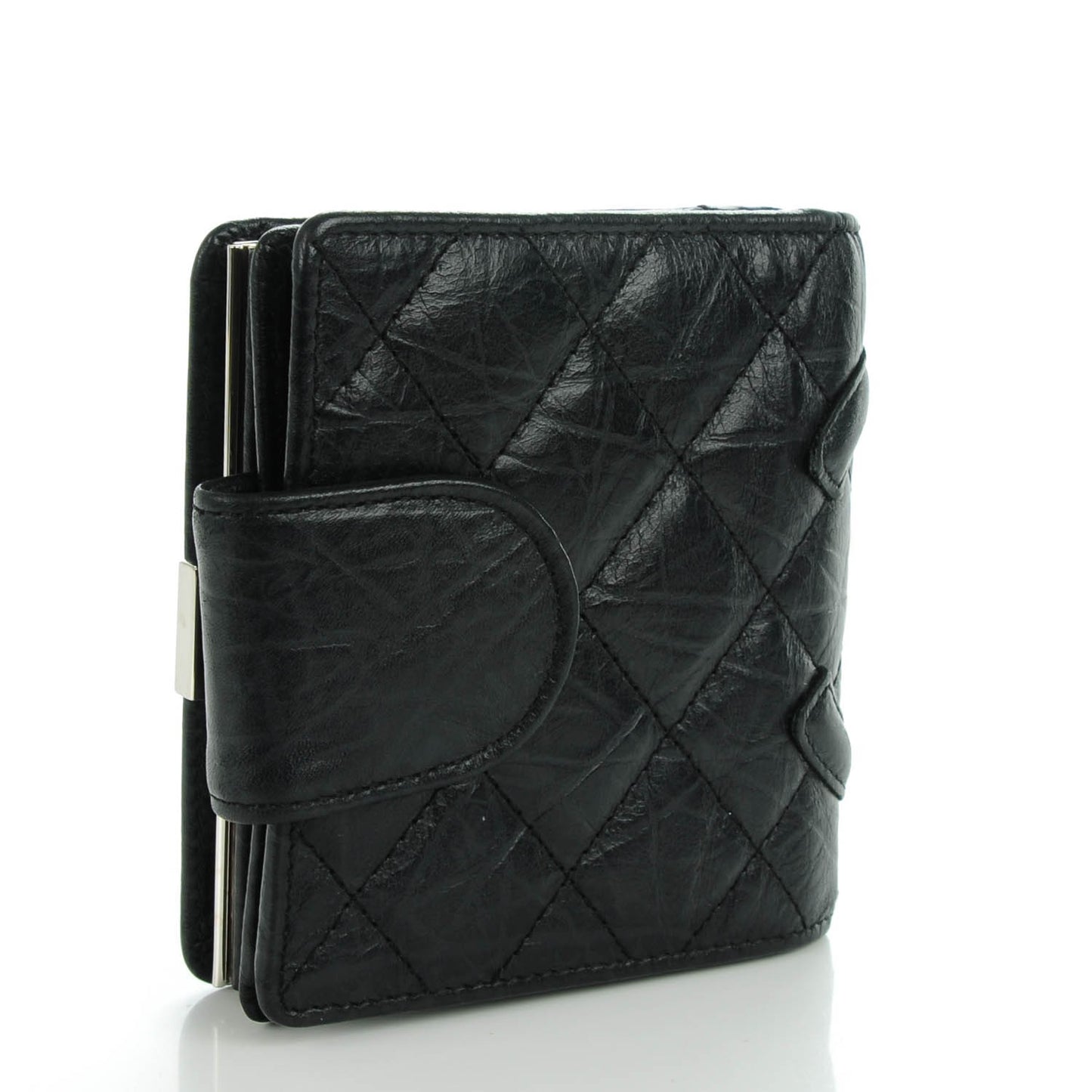Calfskin Quilted Cambon Bi-Fold Wallet Black