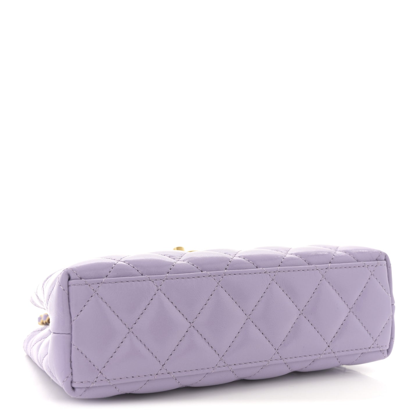 Shiny Aged Calfskin Quilted Nano Kelly Shopper Lilac