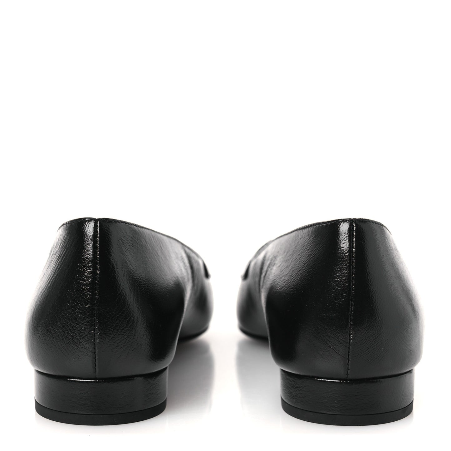 Shiny Lambskin Grosgrain Pearl Mary Jane Flats 37 Black
