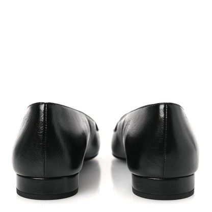 Chanel Shiny Lambskin Grosgrain Pearl Mary Jane Flats 37 Black 6 of 11