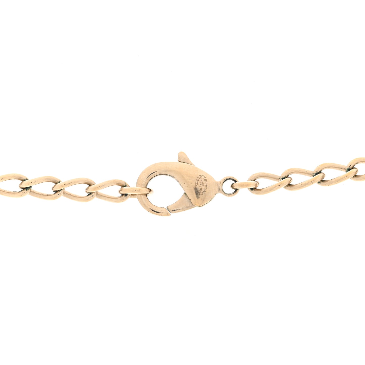 Metal Enamel CC Chain Necklace Gold White