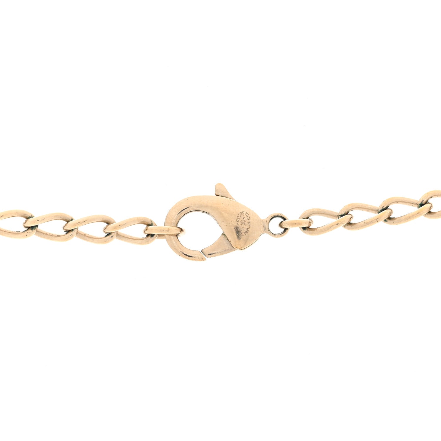 Chanel Metal Enamel CC Chain Necklace Gold White 4 of 4