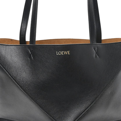 Loewe Shiny Calfskin Medium Puzzle Fold Tote Black 7 of 9