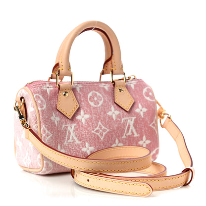 Louis Vuitton Monogram Jacquard Denim Nano Speedy Bandouliere Pink 3 of 9