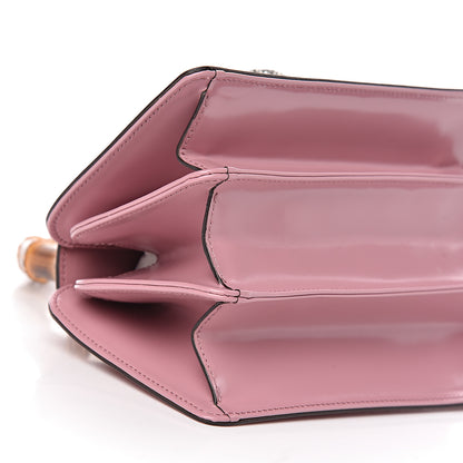 Gucci Calfskin Bamboo Crystal Mini Thiara Top Handle Bag Carmine Rose Gold 9 of 10