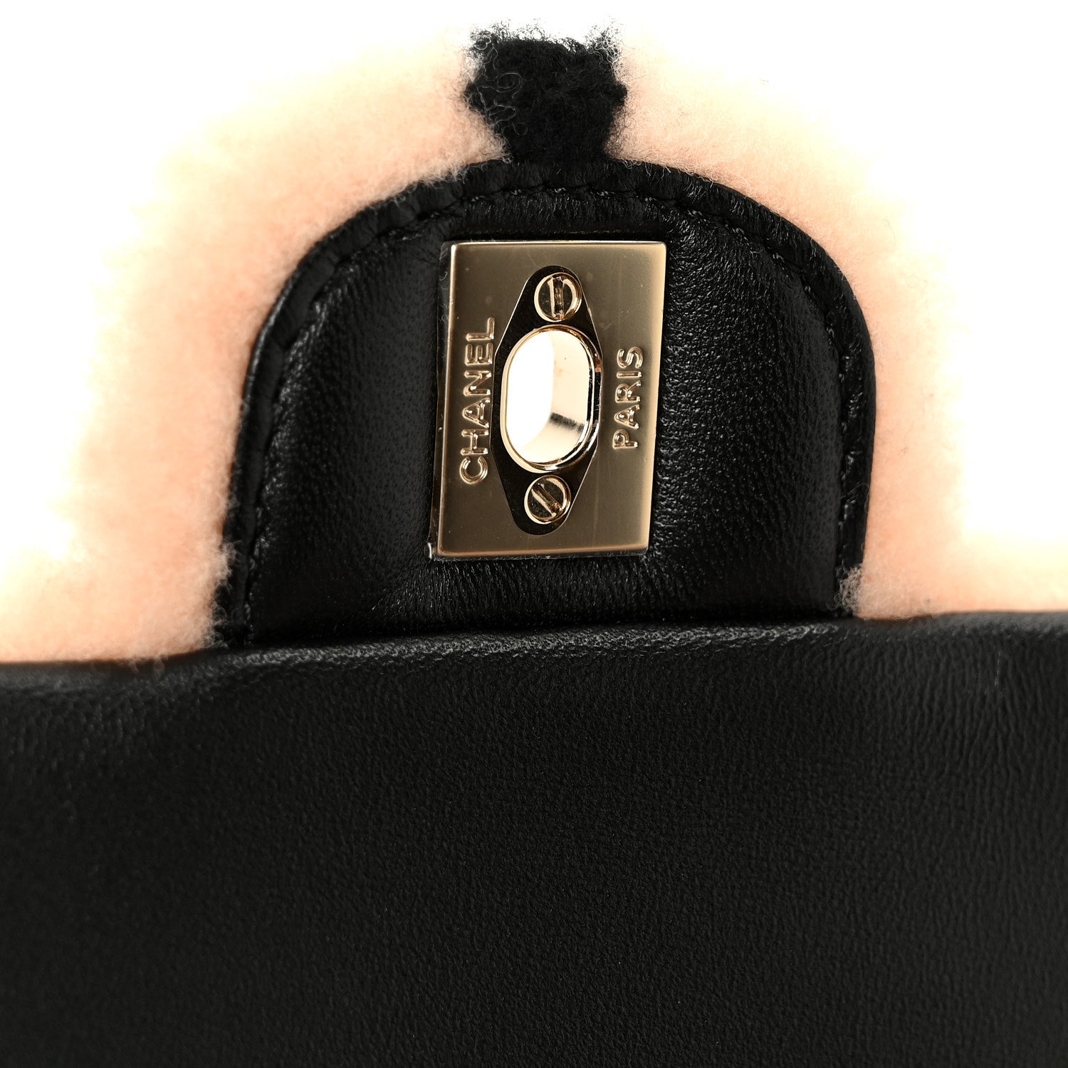 Chanel Shearling Lambskin Large Fluffy Tartan Single Flap Pink Black 8 of 11