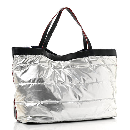 Chanel Nylon Terry Cloth Reversible Chanel Airlines Tote Silver Navy 6 of 18