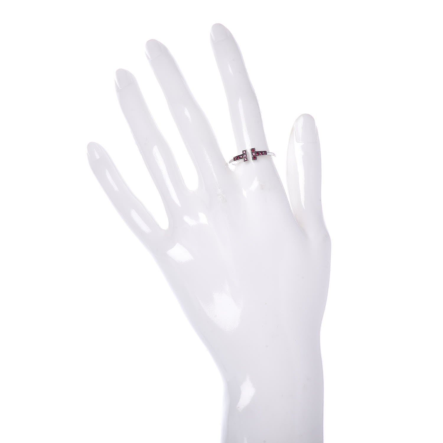 Tiffany 18K White Gold Ruby T Wire Ring 56 7.5 2 of 5