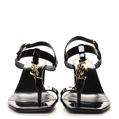 Saint Laurent Vitello Vernice Cassandra 75 Sandals 36.5 Black 3 of 9