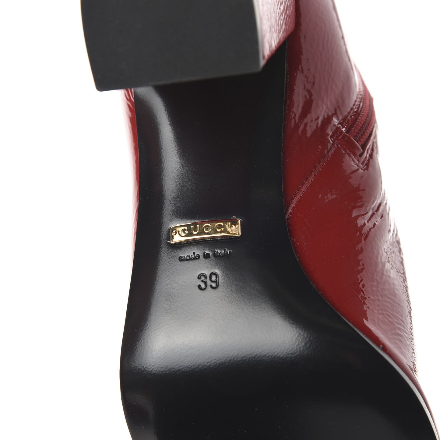 Patent Calfskin Stretch Boots 39 Hibiscus Red