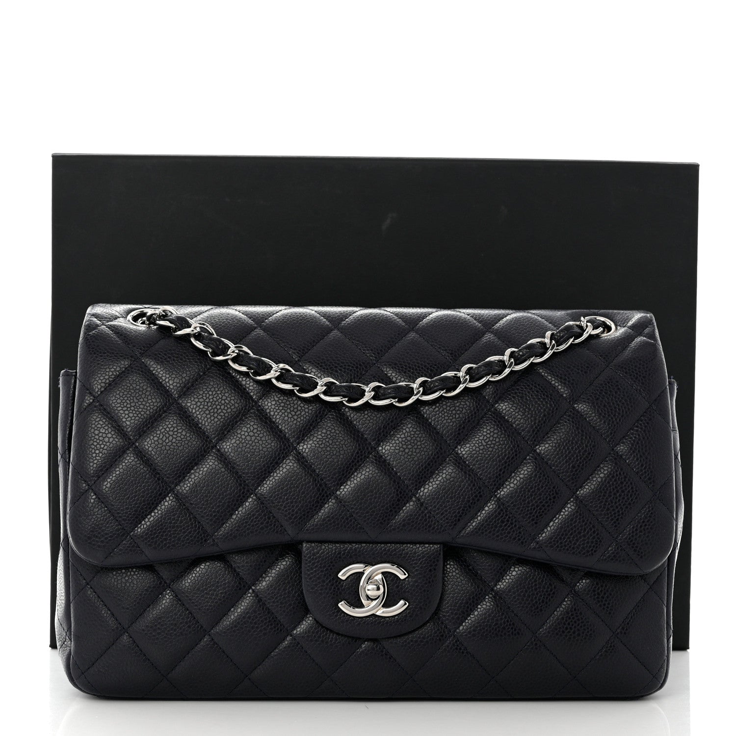 Chanel Caviar Quilted Jumbo Double Flap Navy Blue 12 of 12