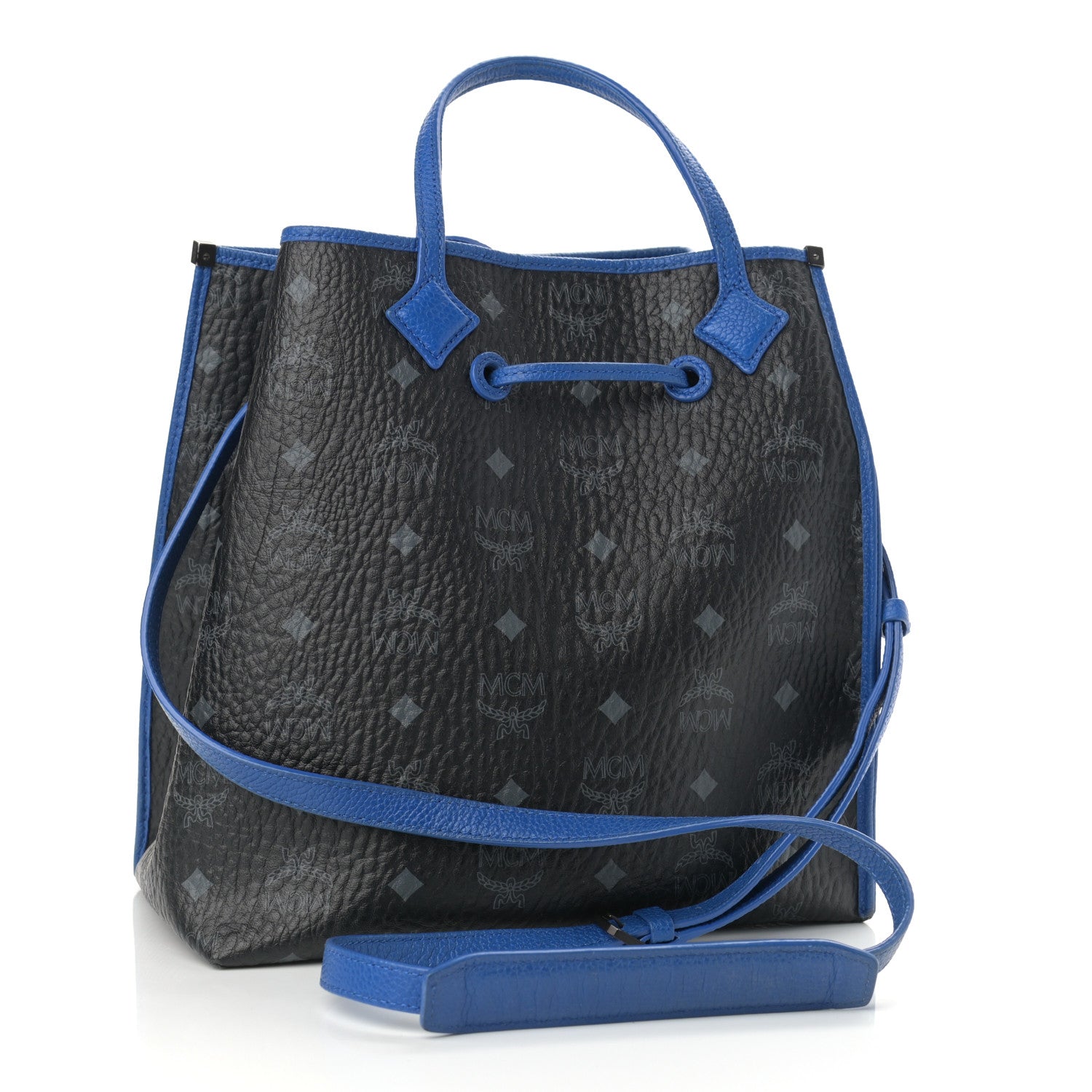 MCM Visetos Kira Drawstring Bag Black Blue 4 of 14