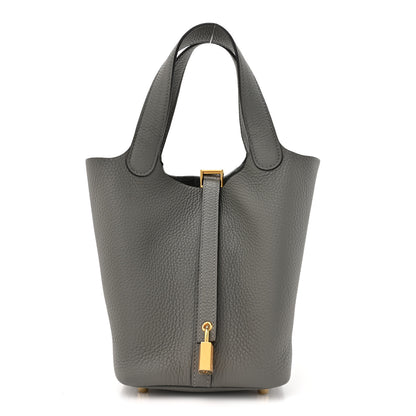 Hermes Taurillon Clemence Picotin Lock 18 PM Gris Meyer 1 of 11