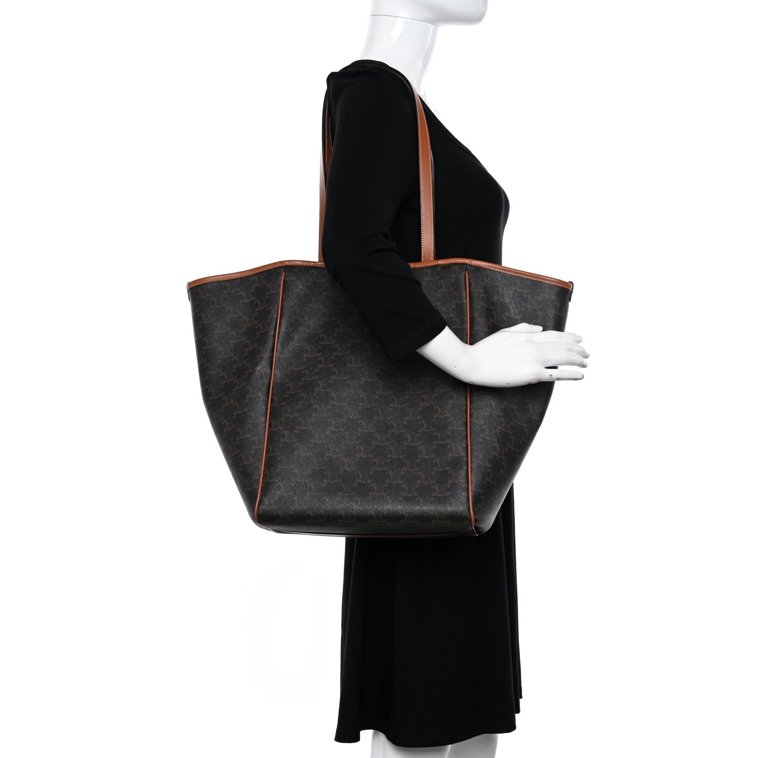 Celine Triomphe Canvas Medium Folded Cabas Tan 2 of 10