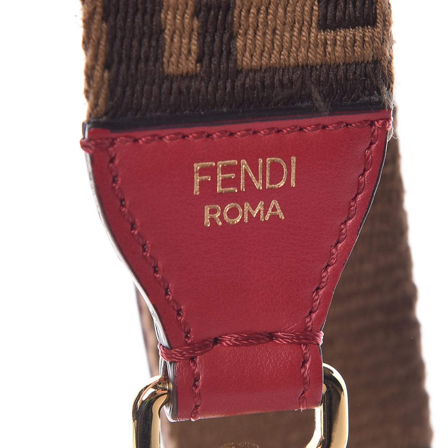 Ribbon Vitello Century FF 1974 Studded Strap You Fango Marrone Fragola