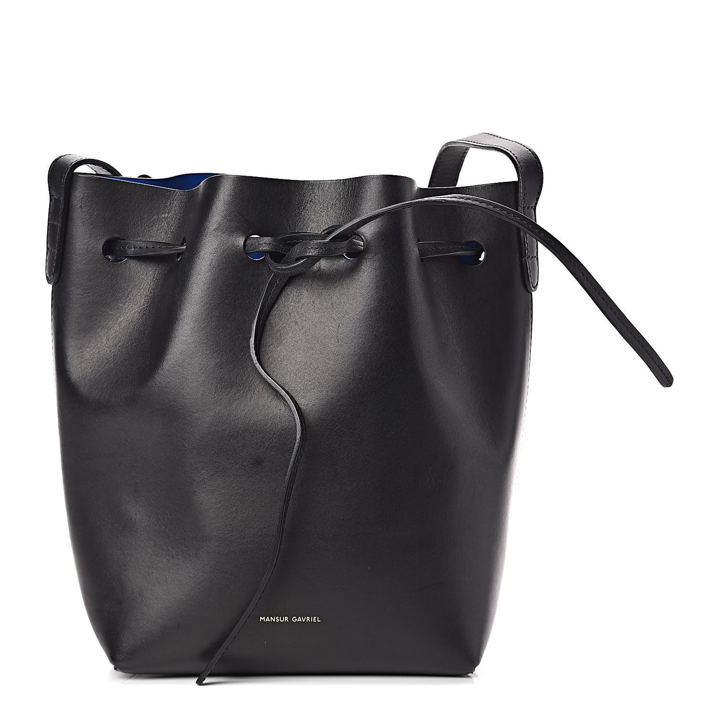 Calfskin Mini Bucket Bag Black Royal Blu