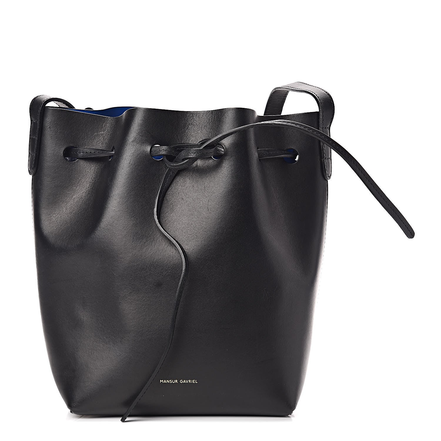 Mansur Gavriel Calfskin Mini Bucket Bag Black Royal Blu 1 of 10