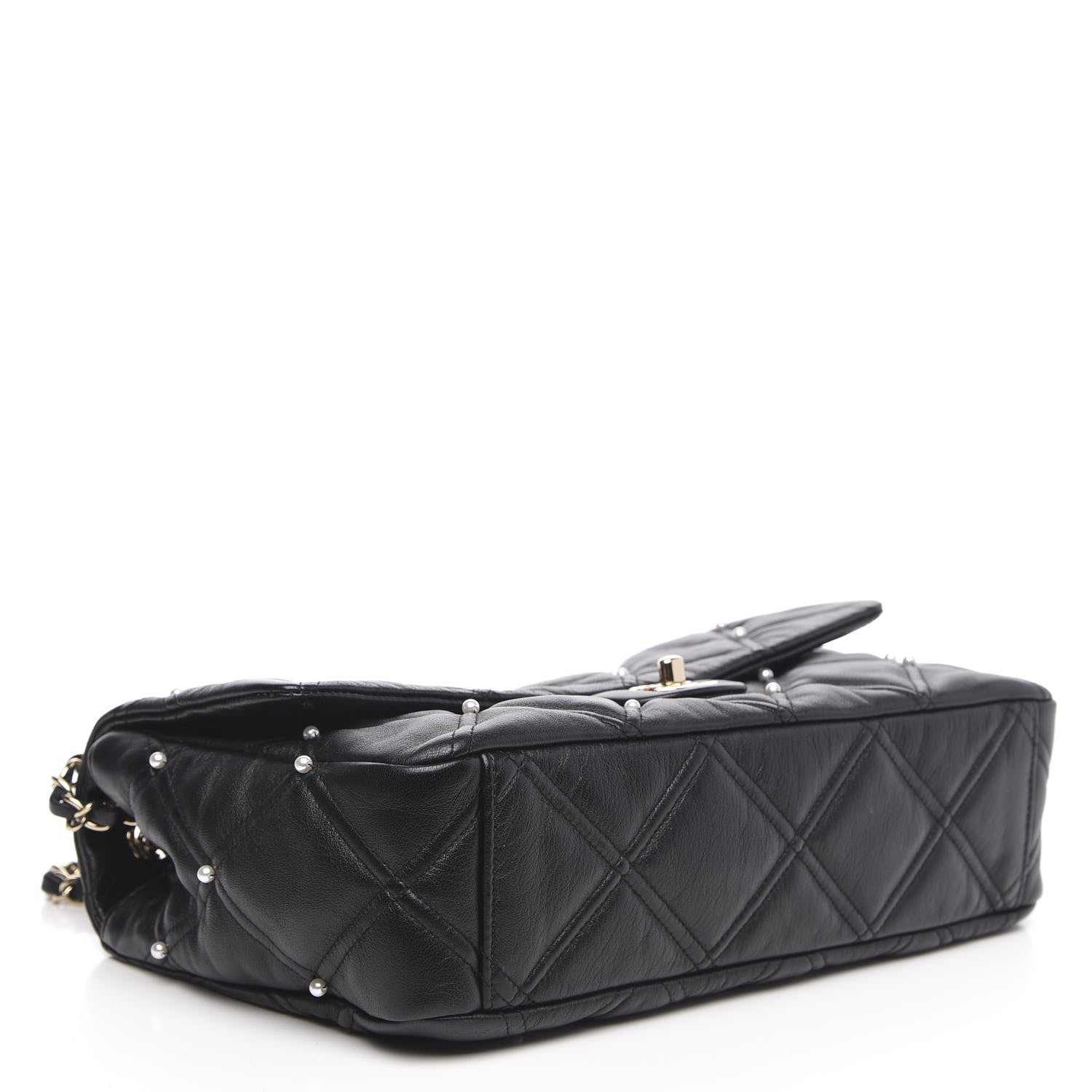 Chanel Lambskin Quilted Pearl Studded Flap Black 4 of 12
