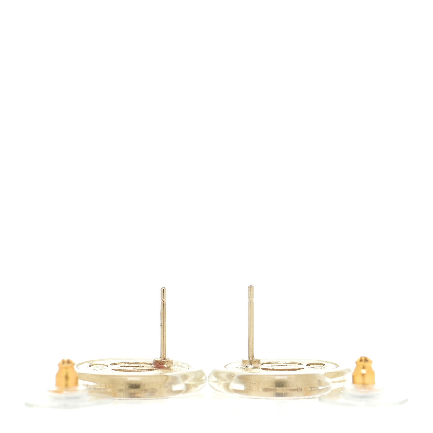 Resin Crystal CC Round Earrings Light Gold