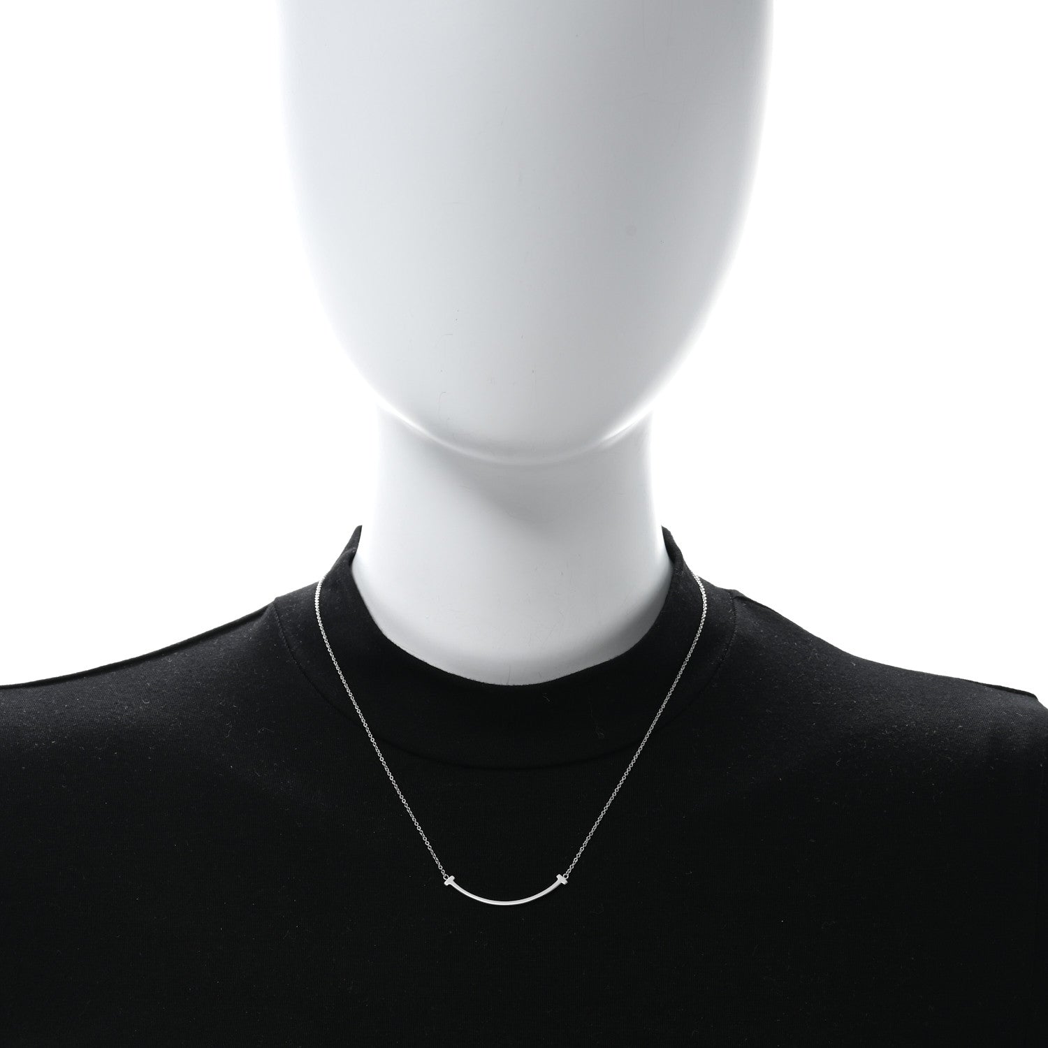 Tiffany 18K White Gold Small T Smile Pendant Necklace 3 of 5