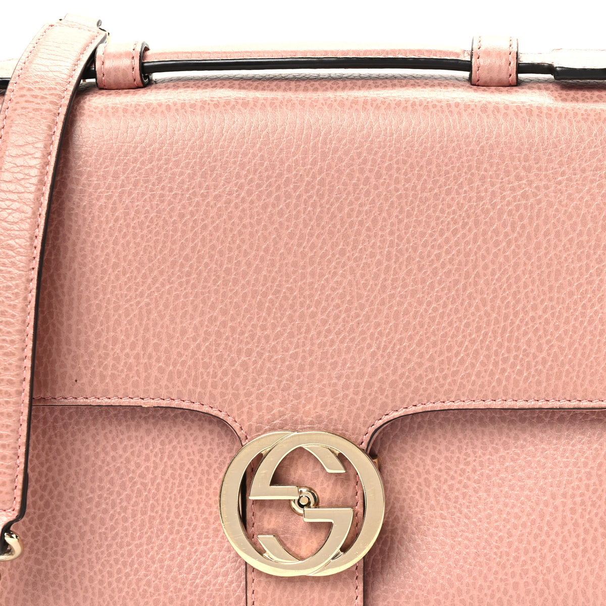 Gucci Dollar Calfskin Interlocking G Top Handle Shoulder Bag Soft Pink 7 of 9