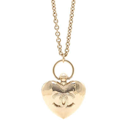 Chanel Metal CC Heart Locket Necklace Gold 4 of 6