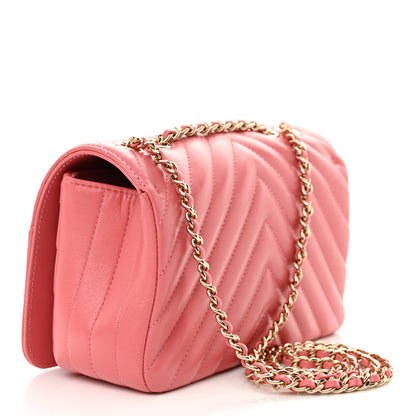 Chanel Calfskin Chevron Quilted Mini Statement Flap Pink 3 of 10