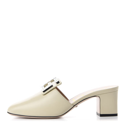 Gucci Malaga Kid Crystal Square G Madelyn Mules 39 Vintage White 1 of 10