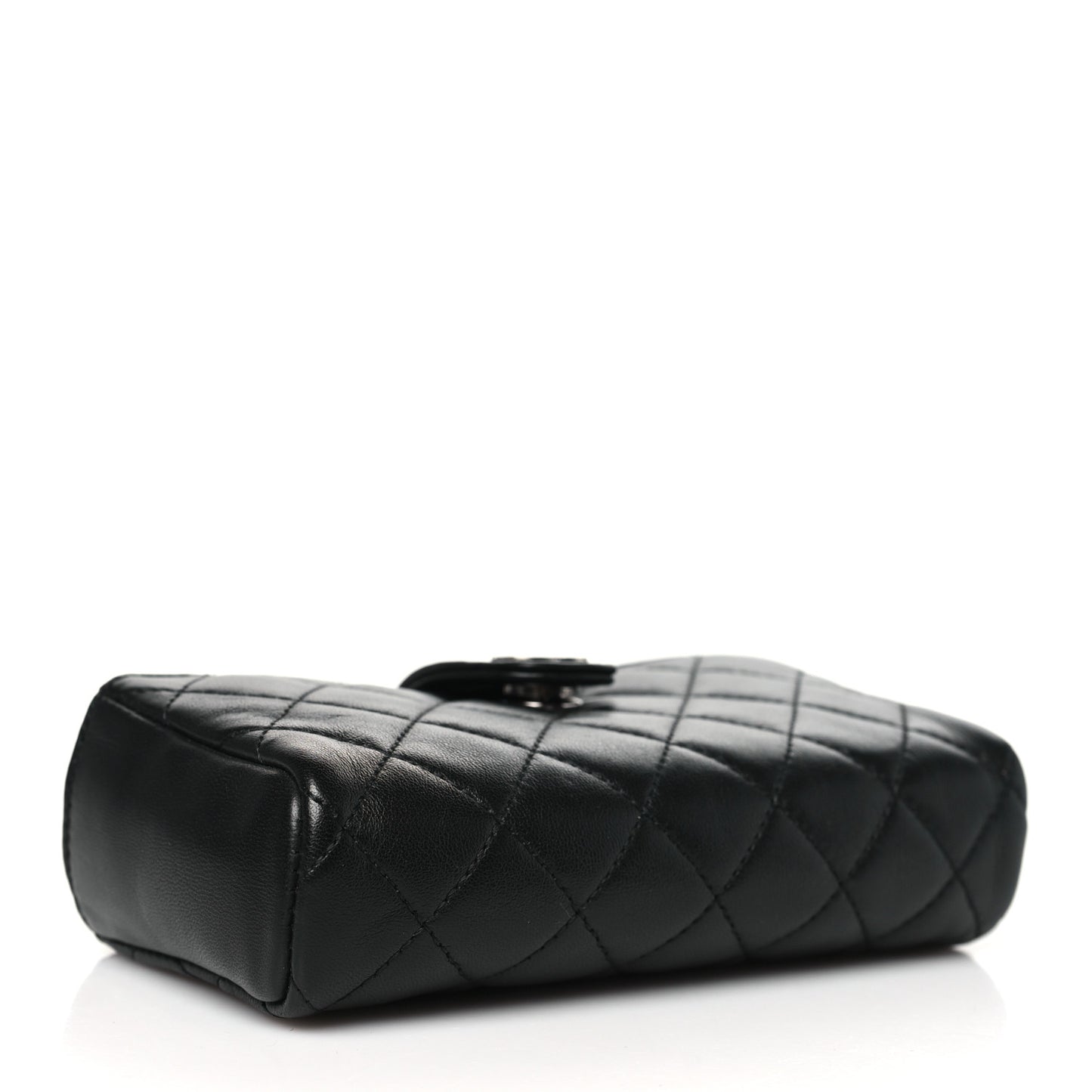 Lambskin Quilted Crystal Valentine Charms Mini Phone Holder Crossbody Bag Black