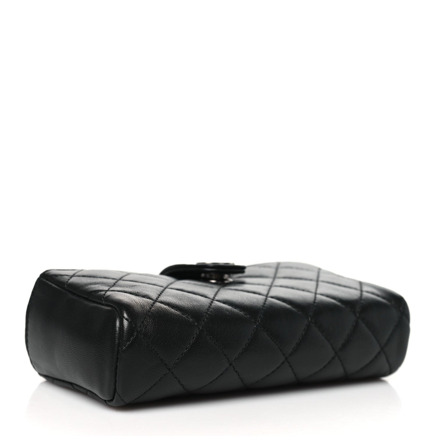 Chanel Lambskin Quilted Crystal Valentine Charms Mini Phone Holder Crossbody Bag Black 4 of 10