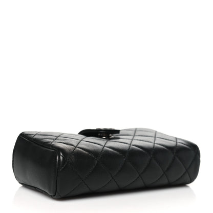 Chanel Lambskin Quilted Crystal Valentine Charms Mini Phone Holder Crossbody Bag Black 4 of 10