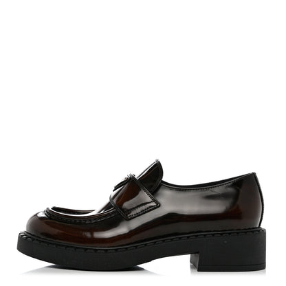 Prada Spazzolato Metal Triangle Logo 50mm Loafers 40.5 Bruciatio Fume 1 of 9