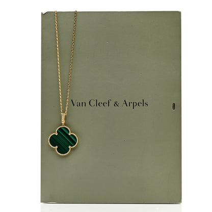 Van Cleef & Arpels 18K Yellow Gold Malachite Magic Alhambra Pendant Necklace 6 of 6